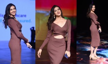 Kashika Kapoor Wows in Plunging Brown Dress at Bombay Times Fashion Week