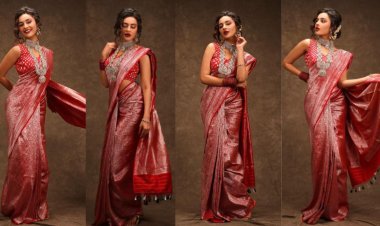 Seerat Kapoor's Toned Physique in this Six Yard Pure Banarasi Silk Saree Exudes Elegance Fans Call Her Apsara