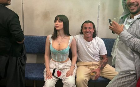 Giorgia Andriani Stuns with Unique Art Exhibition Pictures In A Sexy Lace Cord-set Top And Baggy Pants